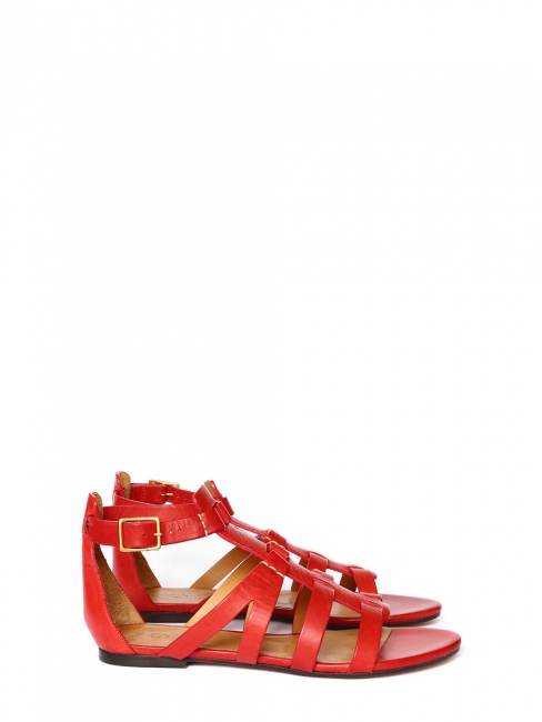Bright red leather multi-strap gladiator sandals NEW Retail price €475 Size 36.5