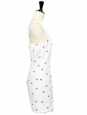 Robe cintrée à bretelles en coton blanc brodé de cerises rouge Taille 34