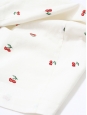 Robe cintrée à bretelles en coton blanc brodé de cerises rouge Taille 34
