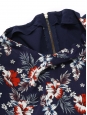 Robe manches courtes bleu marine imprimé fleurs d'hibiscus rouge Taille 36