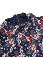 Robe manches courtes bleu marine imprimé fleurs d'hibiscus rouge Taille 36