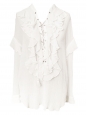 Long sleeves ruffled lace-up cotton-gauze romantic blouse Retail price €1200 Size 40