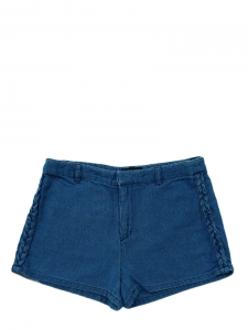 Blue jean thin cotton denim braided mini shorts Retail price €100 Size 36