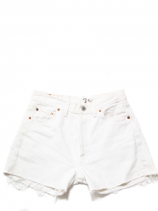 LEVI'S 501 Washed white denim frayed shorts Size 36