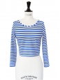 Blue white striped long sleeves cropped top Size 34