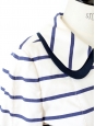 Robe marinière manches longues en soie rayée bleu marine et blanche Taille 40