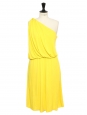 Robe de cocktail longue drapée asymetrique jaune vif Prix boutique 1550€ Taille 38