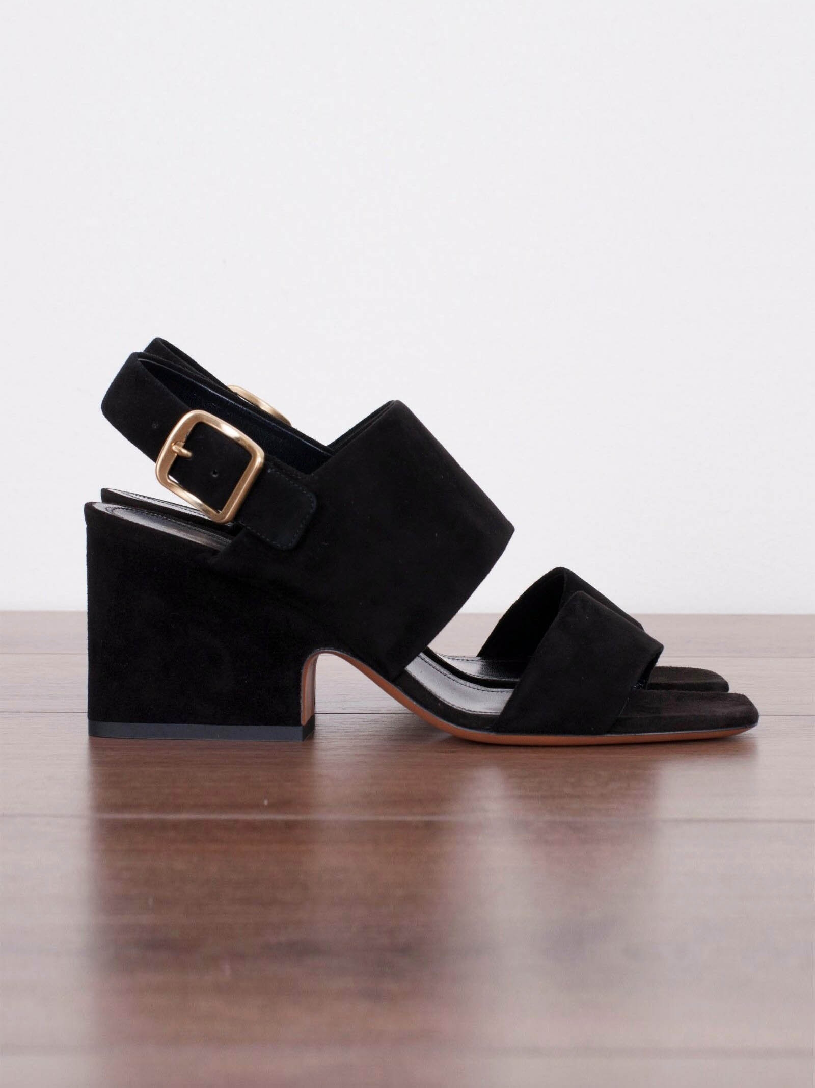 Louise Paris - CELINE Black suede leather slingback heel sandals Retail ...