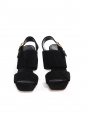 Black suede leather slingback heel sandals Retail price $680 Size 35