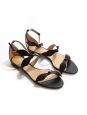 Mike black leather knotted bow flat sandals Retail price €540 Size 36,5