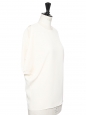 Open sleeve cream white silk round neck top Retail price €900 Size 36