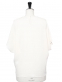 Open sleeve cream white silk round neck top Retail price €900 Size 36