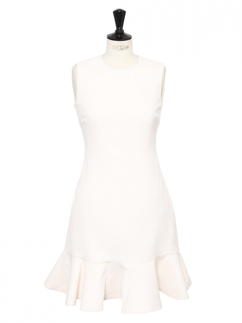 Robe sans manches évasée en crêpe de laine blanc ivoire Px boutique 550€ Taille 36 (UK 6)