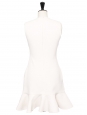 Ivory white ruffled wool crepe dress Retail price $625 Size 38