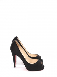 Black satin high heel peep toe pumps Retail price €550 Size 35.5