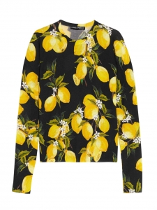 Black silk and cashmere sweater with yellow lemon print Retail price £900 Size 38