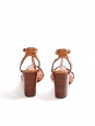 Sandales T en cuir camel à talon bois et bride cheville Prix boutique 650€ Taille 37,5