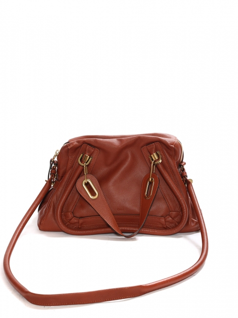 Cognac tan brown grained leather Paraty medium cross body bag Retail price €1450