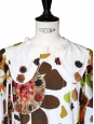 Seventies floral print ecru silk dress with peter pan collar Retail price 1500€ Size 36