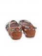 Sandales plates gladiator en cuir noisette et argent Px boutique 550€ Taille 38