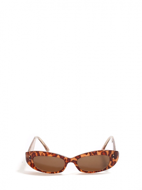 Lunettes de soleil oeil de chat fines ovales écailles marron Prix boutique 160€