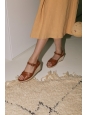 Tan leather and suede low heel wedge sandals Retail price €290 Size 39