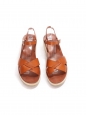 Tan leather and suede low heel wedge sandals Retail price €290 Size 39
