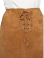 Jupe taille haute tressée en daim beige camel Px boutique 400€ Taille 38