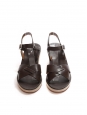 Dark brown leather and ecru beige suede wedge sandals NEW Retail price €295 Size 39