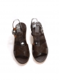 Sandales compensées JUDITH en daim ecru et cuir marron foncé NEUVES Prix boutique 295€ Taille 39
