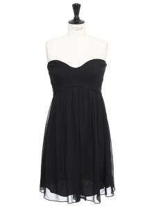 ASTI black silk and jersey strapless short dress Retail price €426 Size 38