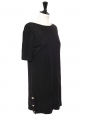 Round neck short sleeves dark grey cupro dress Size 38