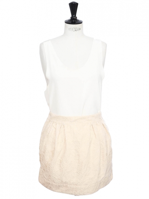 Powder pink damassé cotton high waist mini skirt SIze 36
