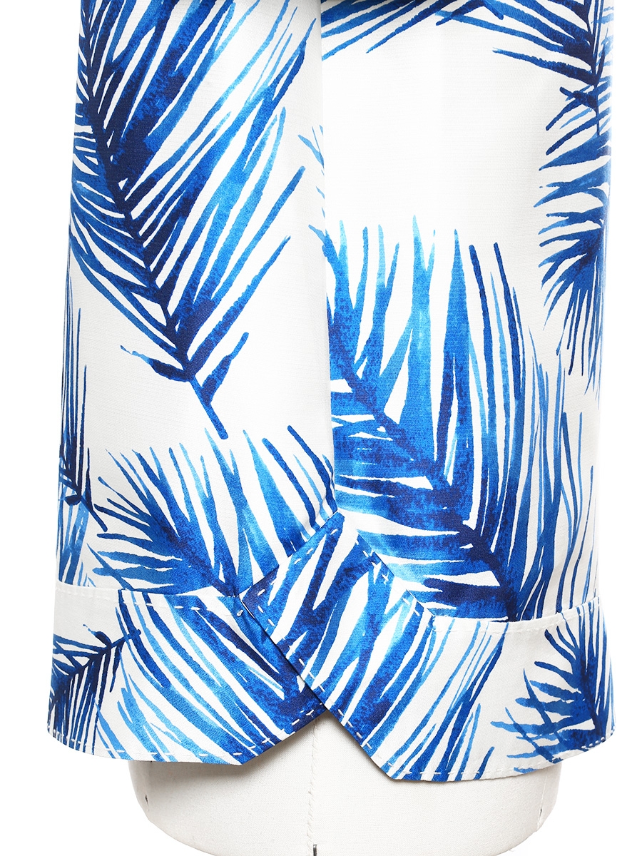 Boutique TORY BURCH Blue and white palm tree printed silk gazar top Retail  price €320 Size S