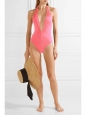 THE WILLOW neon pink deep V neckline and open back one piece swimsuit NEW Size S