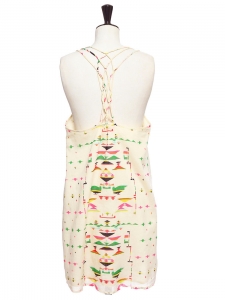 Ethnic printed ecru cotton racerback sleeveless dressRetail price €220 Size 36/38