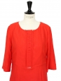 Robe Couture manches courtes en soie rouge vermillon Px boutique 1500€ Taille 38