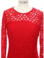 Kawai Harlem long sleeves red lace overlay dress Retail price €500 Size 34