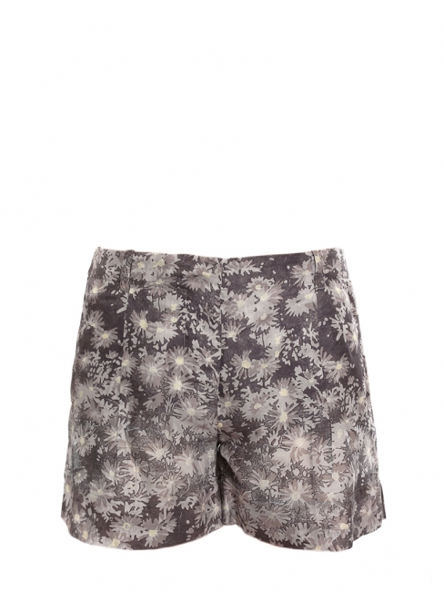 Grey and cream floral printed silk shorts Retail price €450 Size XS