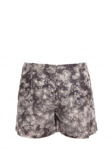 Grey and cream floral printed silk shorts Retail price €450 Size 36