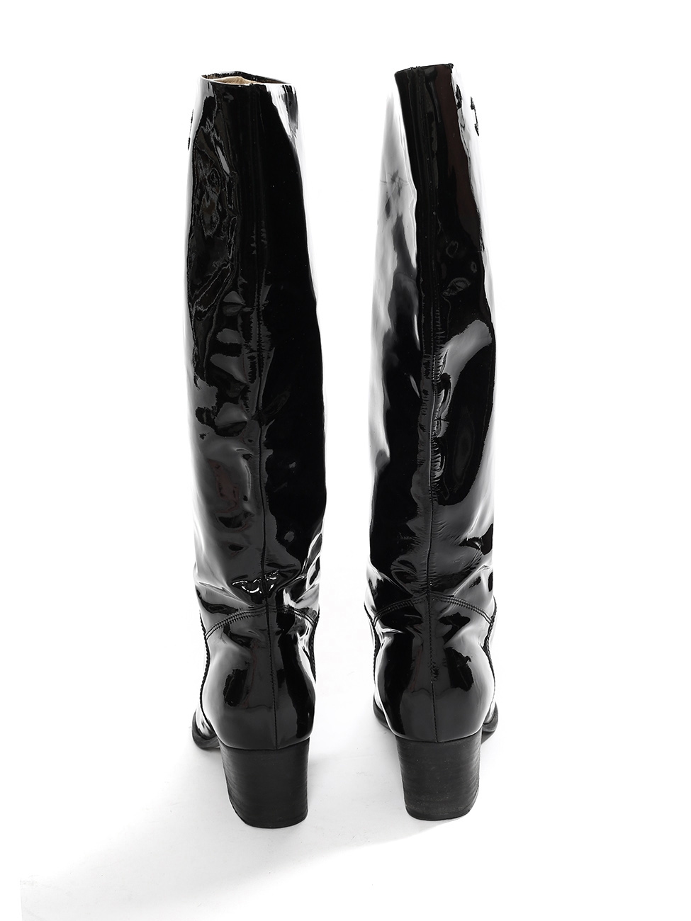 Louise Paris - CHANEL Black patent leather knee high boots Retail price ...