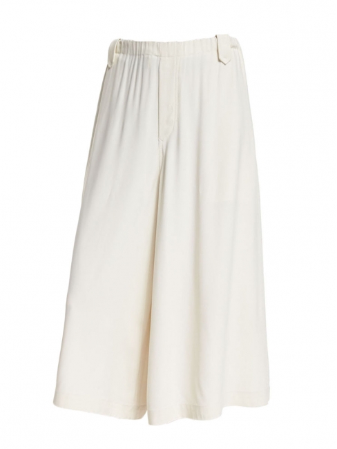Ivory white crepe cropped elasticated waist wide-leg pants Size XS to S