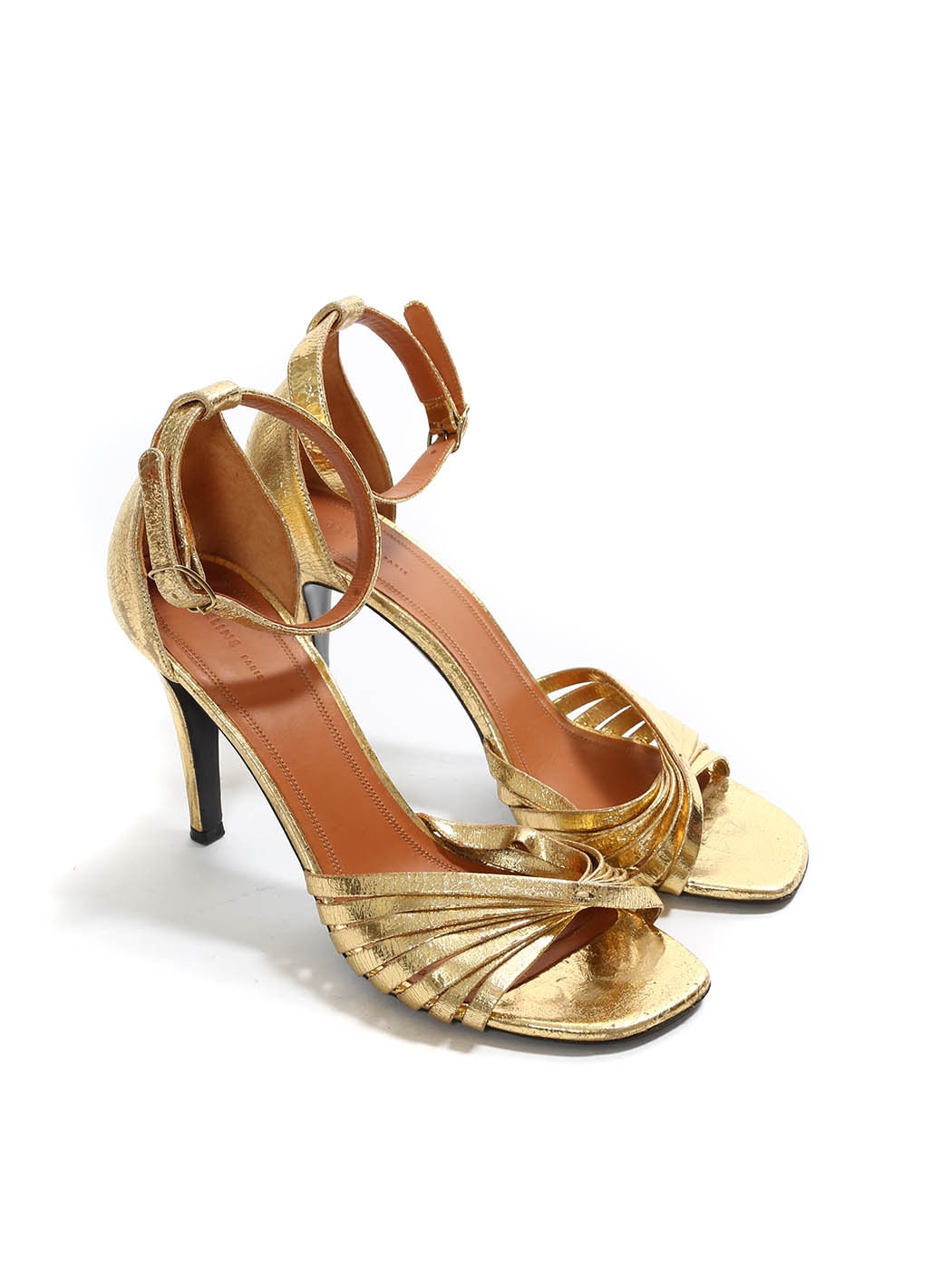 Louise Paris - CELINE TWIST gold leather heel sandals Retail price €620 ...