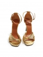 Sandales twist en cuir doré à talon et lanière cheville Prix boutique 620€ Taille 36
