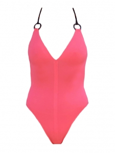 Pink BAHIA one piece swimsuit with black crossed straps NEW Retail price €325 Size XS