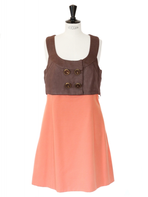 Summer 2007 brown and orange cotton sleeveless dress Retal price 2000€ Size 40