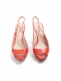 Sandales à talon en cuir verni rose corail Prix boutique 550€ Taille 36,5