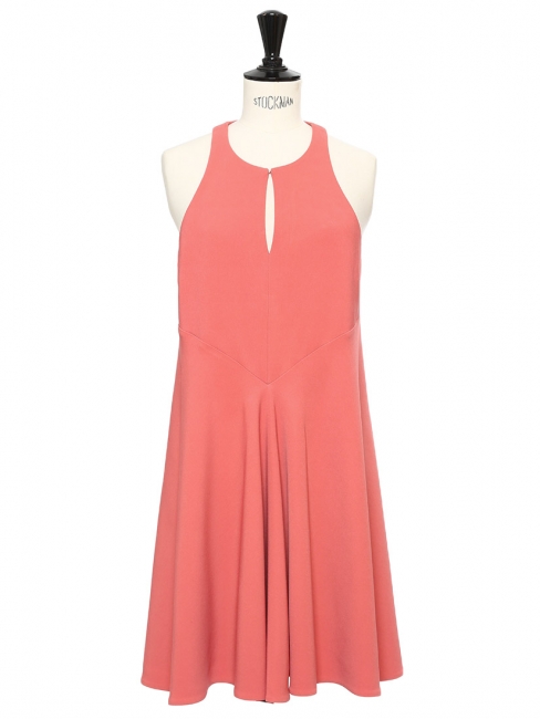 Honeysuckle pink crepe sleeveless fit and flare dress Retail price €600 Size XS