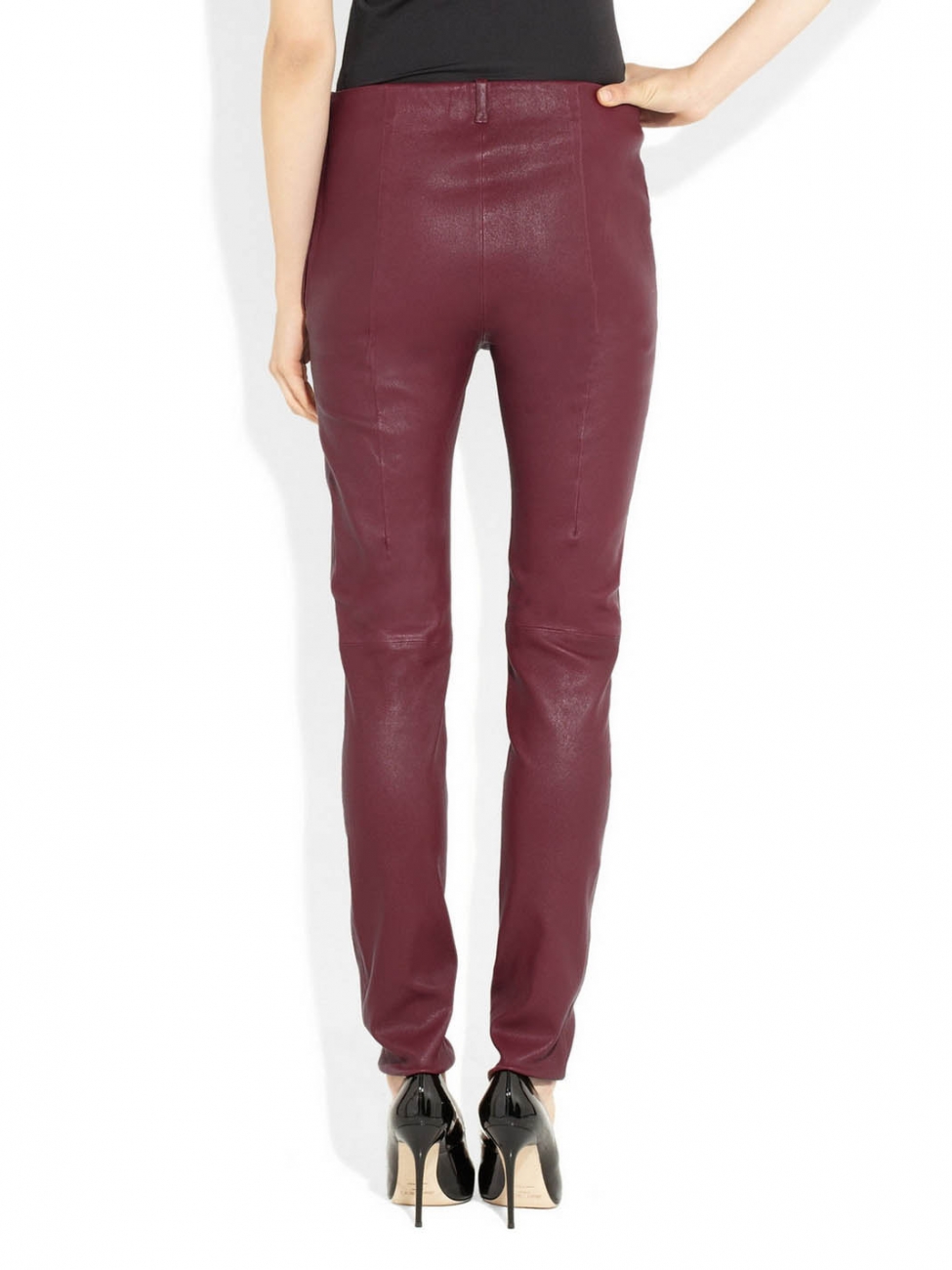 Burgundy red leather slim pants Retail 