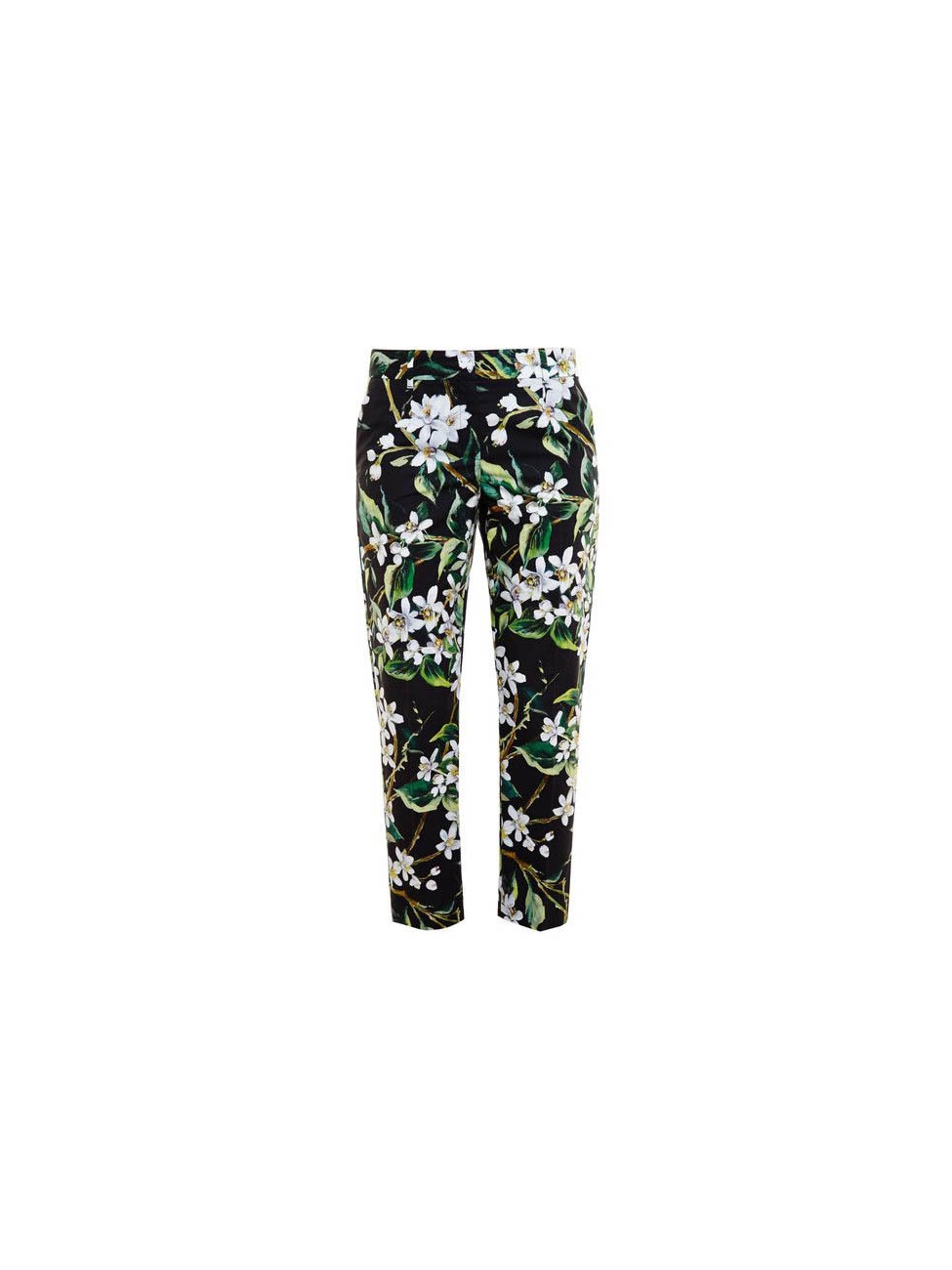 Boutique DOLCE & GABBANA Slim fit black green and white floral print pants  Retail price $675 Size 36